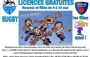 Licences gratuites pour l'école de rugby !