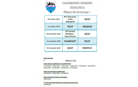 Le calendrier senior est sorti !