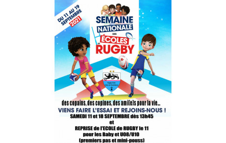 La Semaine Nationale des Ecoles de Rugby, c'est parti !